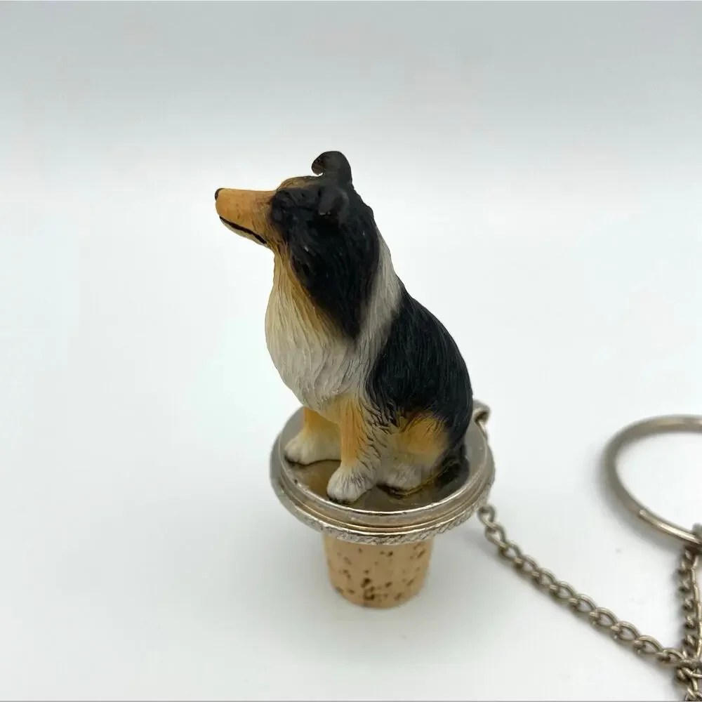 Collie Wine Bottle Stopper Tri Color Sheltie Dog Hand Painted Never Used